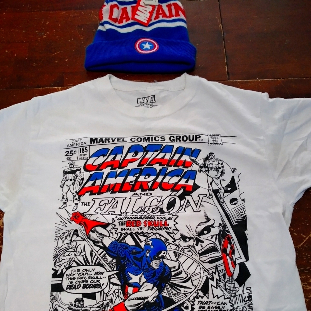 Captain America graffic T shirt with hat